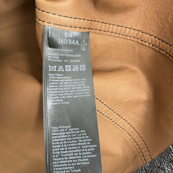 AllSaints Jacket Black Deebee Payton Leather Blazer Women's 100% Lamb Leather 4 - Picture 6 of 8